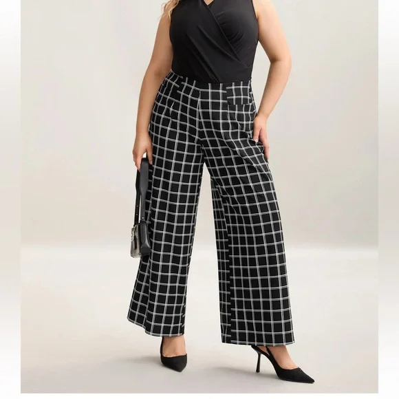 BloomChic Black and Gray Plaid Pants - Picture 6 of 6
